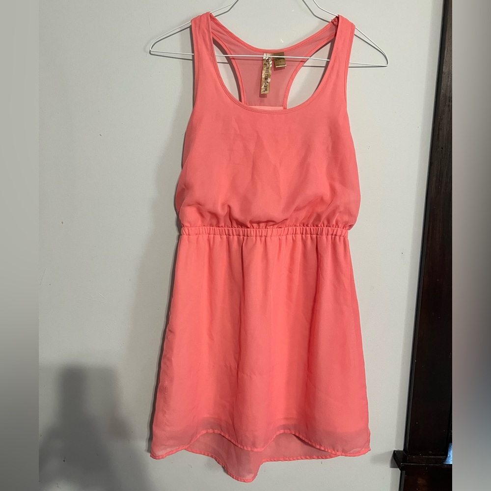 Peach Chiffon High Low Dress